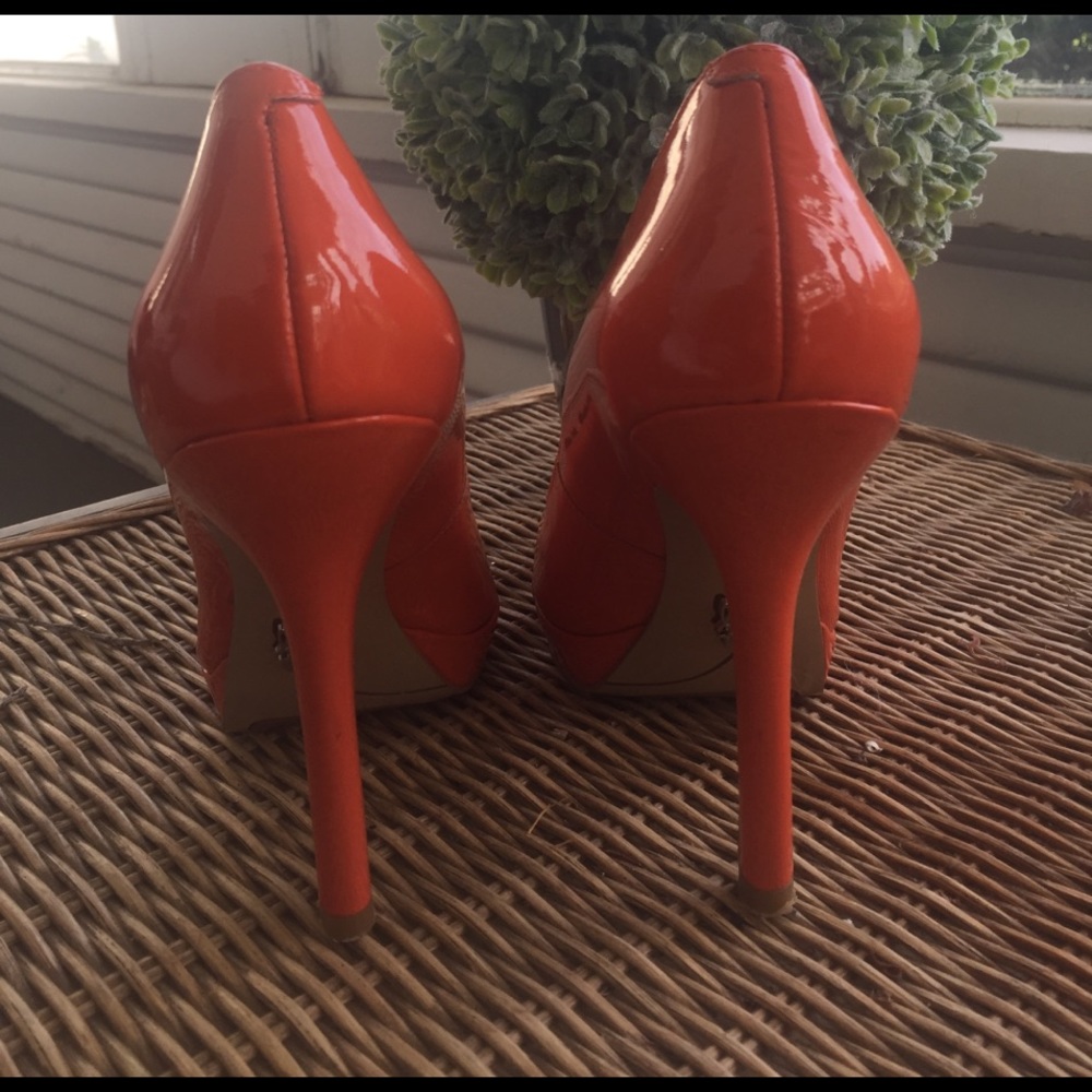 Nine West Lovefury Orange Platform Heels - Picture 4 of 6